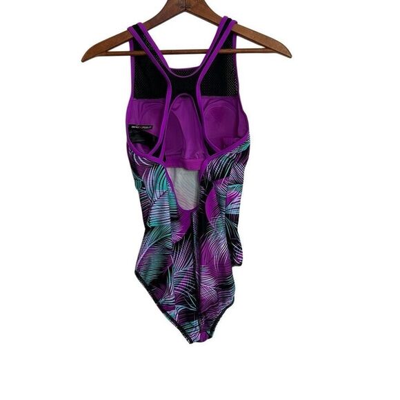 ZeroXposur Tickle High Neck Mesh Racerback One Piece Swimsuit Purple 8 - Picture 7 of 7